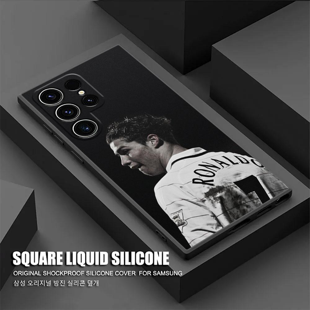 C-R-7 Dark Football S26Ultra Silicone Case For Samsung Galaxy S26 S25 S24 S23 S20 S21 FE S22 Ultra Plus 5G Case Soft Phone Cover