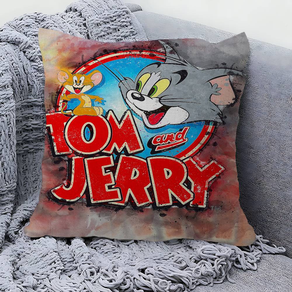 

Cartoon Cute T-Tom And J-Jerry Cushion Cover Pillow Cover Decor Pillowcase Printed Cushion Case For Couch 30cmx30cm