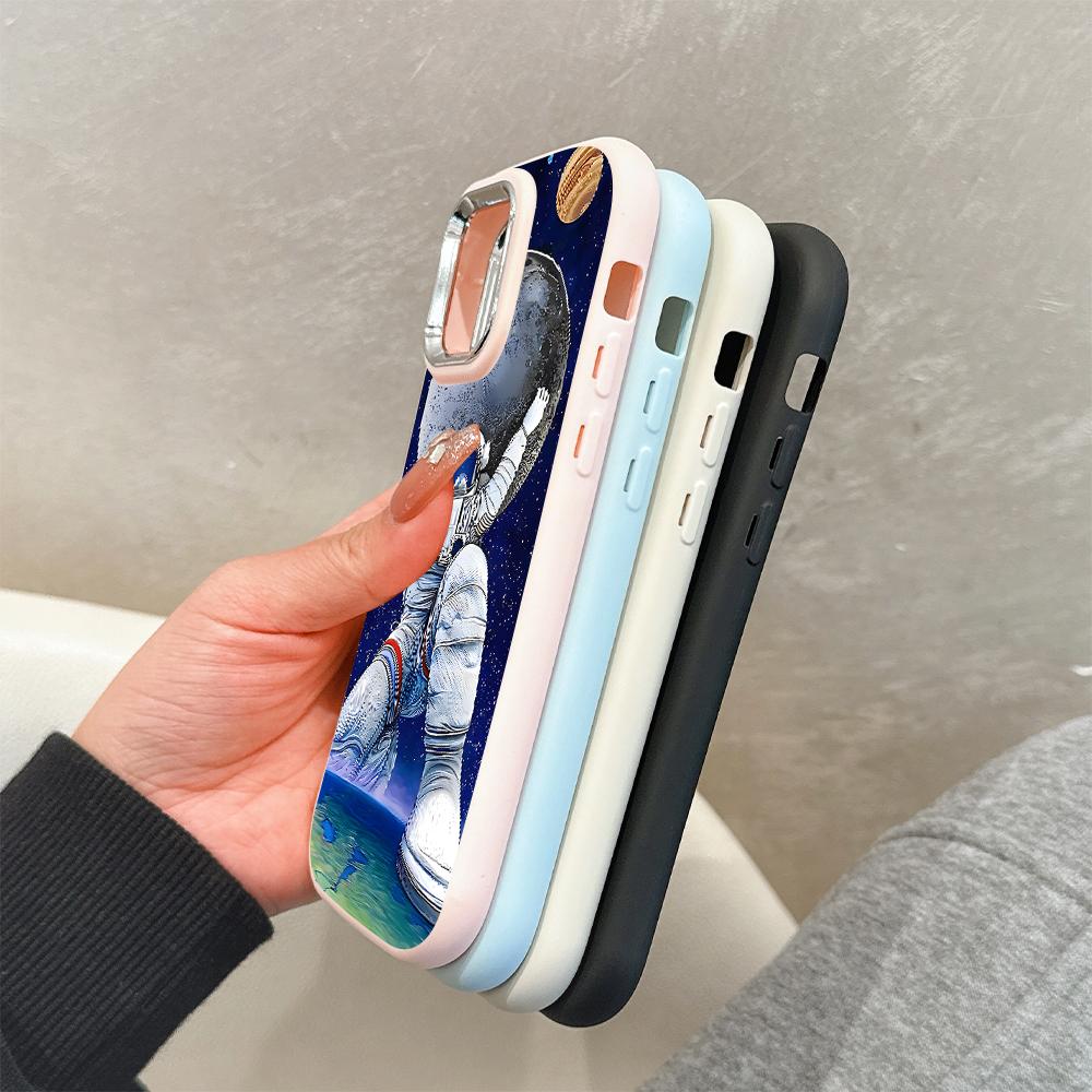 For Samsung A16 A15 A14 A13 S24 S23 Redmi 13C Note 13 12 11 Pro iPhone 16 15 Space Astronaut Design Soft Silicone Shockproof Case