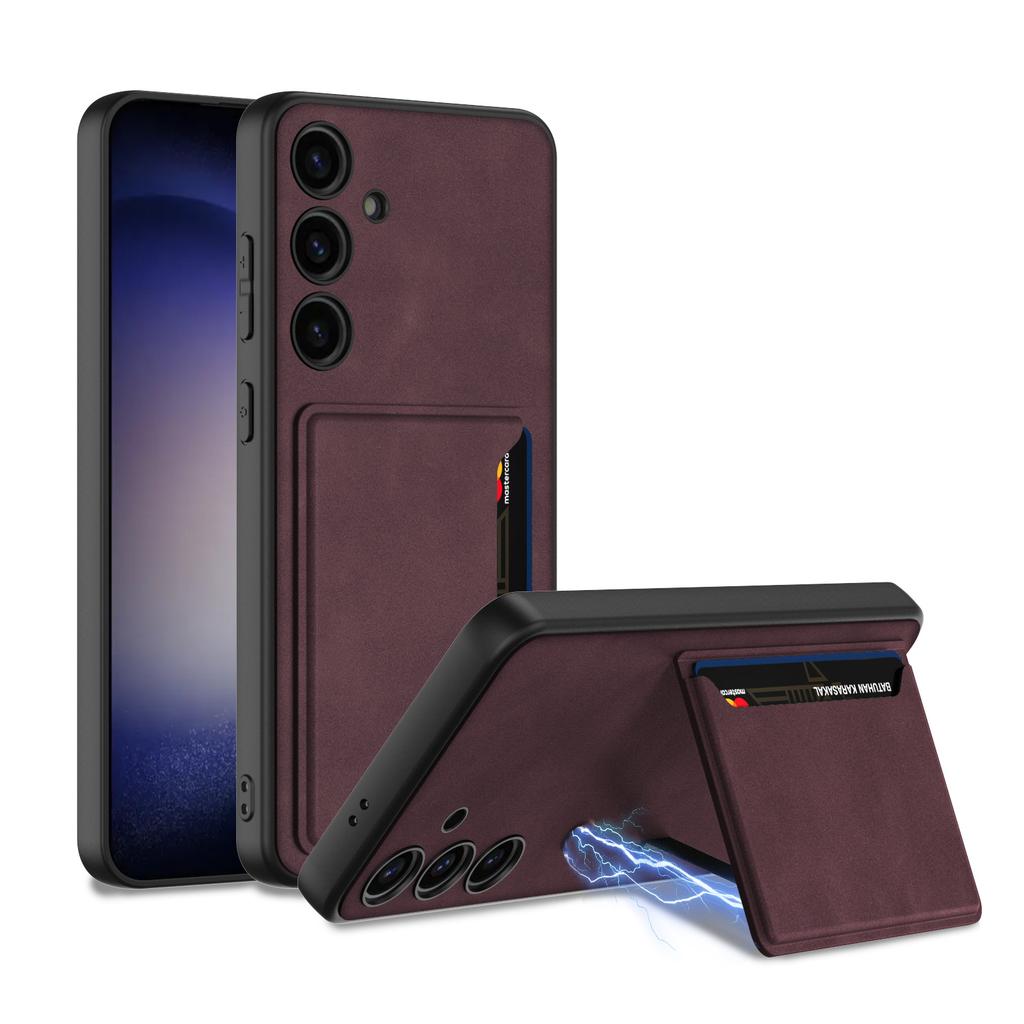 Applicable To Card Samsung S24Ultra Mobile Phone Case Matte Pickup Bag S24plus Leather Case Hard Case New Model