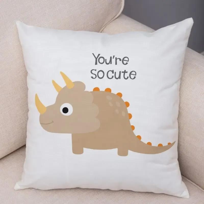 

Мультяшные наволочки с динозаврами для украшения дивана в гостиной, кавайные квадратные наволочки, детская спальня, детская, наволочки для декоративных подушек 66x66cm бордовый