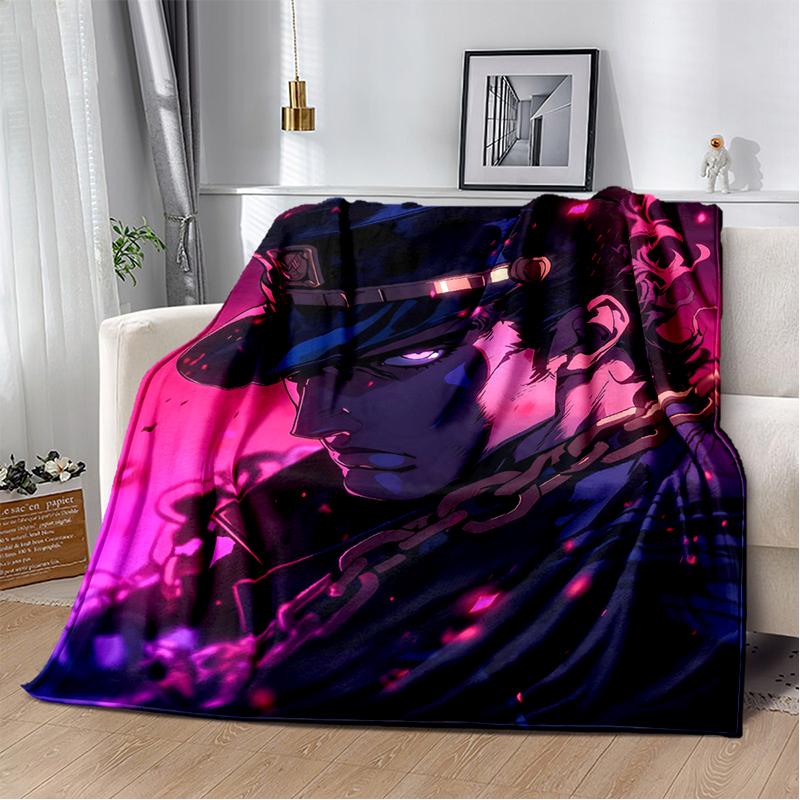 3D Jojo's Bizarre Adventure Cartoon Anime Blanket,Soft Throw Blanket for Home Bedroom Bed Sofa Travel Picnic Office Cover Kids