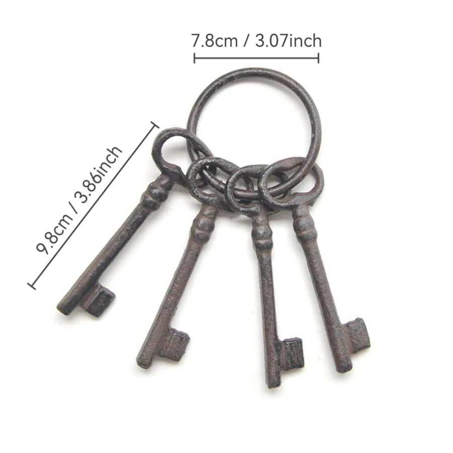 

Vintage Lock Cast Iron Key Heavy Duty Metal Keys Charms Garden Pendant Wall Decor Retro Props Village Bar Courtyard Decoration Type B
