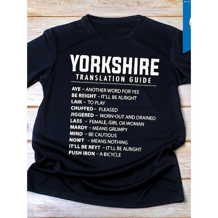 Funny Yorkshire Slang Translation Guide T-Shirt - Born & Bred with Yorkshire Dialect Dictionary, Crew Neck Casual Tee for &, Humorous Gift for S чёрный