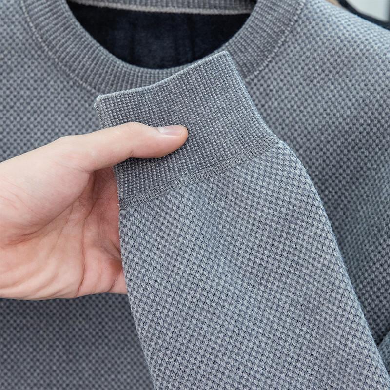 Lanweilong Men's Winter Fleece-Lined Chenille Round Neck Sweater