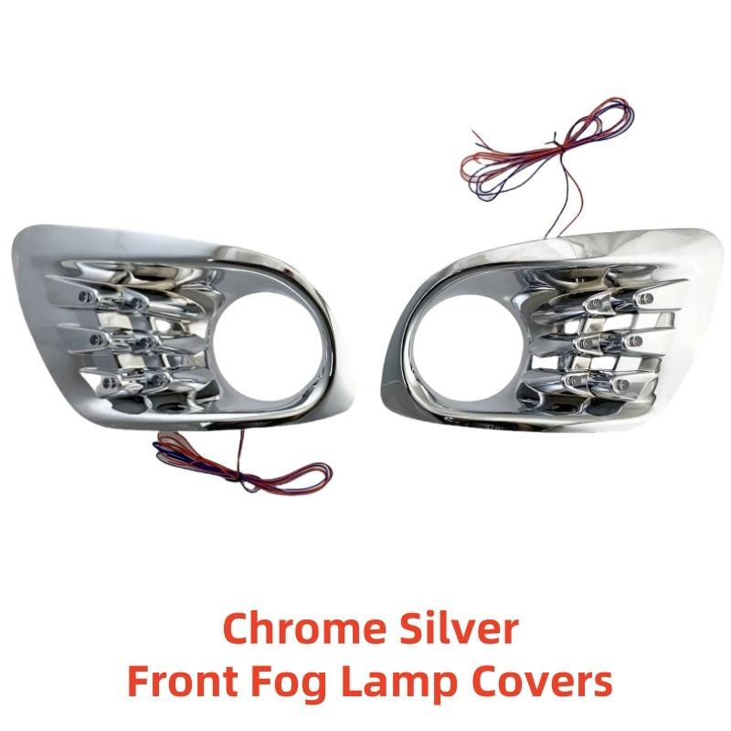 New Car ABS Chrome Accessories Plated Front Fog Lamp Covers With LED Trim For Toyota Hliux Vigo SW4 2005 2006 2007 2008 Styling