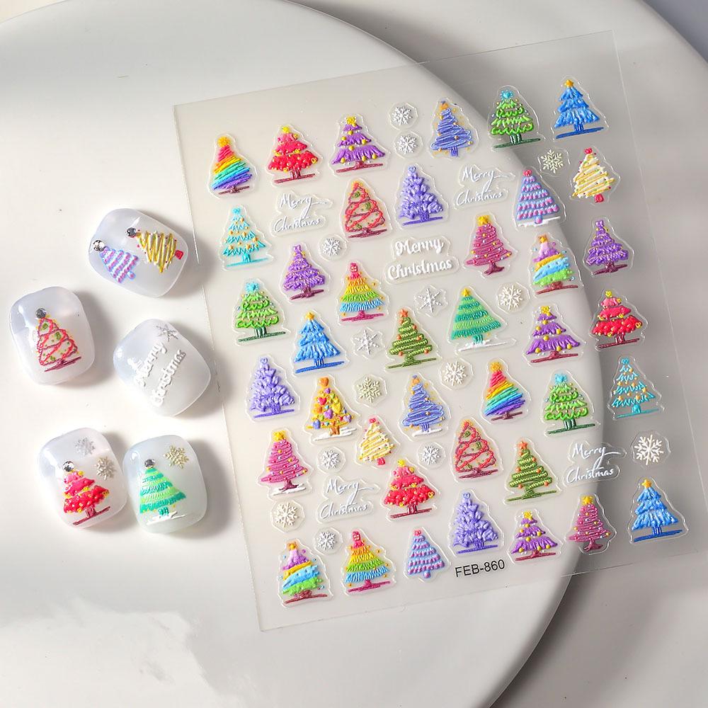 2024 Xiaohongshu Rabbit & Wreath Nail Stickers - Cute Cartoon Series in Multiple Styles