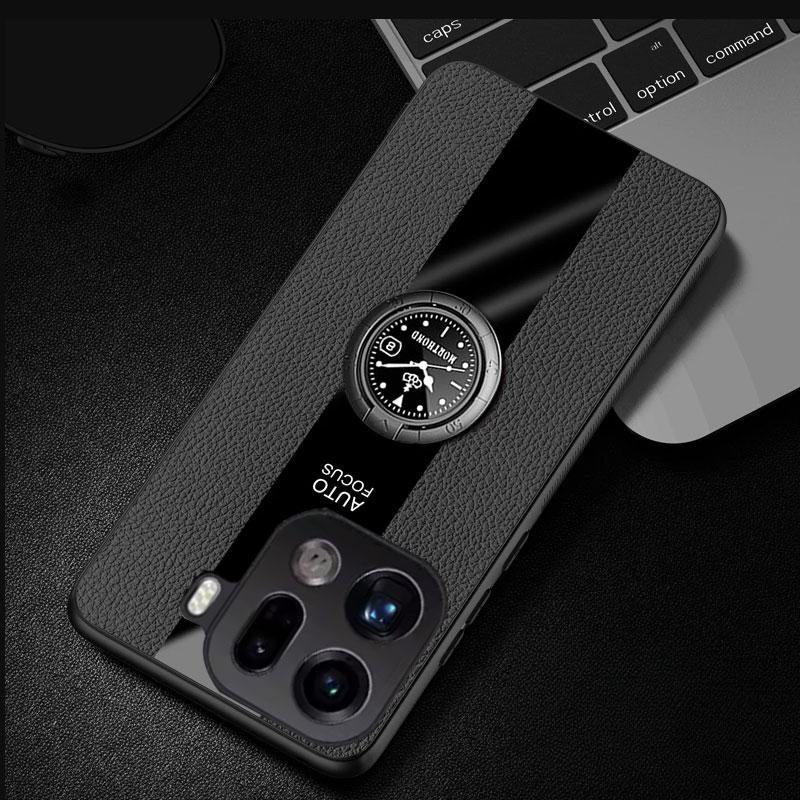 Magnetic Holder Shockproof Cover For Oppo Find X9 X9Pro PU Leather Matte Silicone Shell Soft Frame Bumper Case For Find X9 Pro