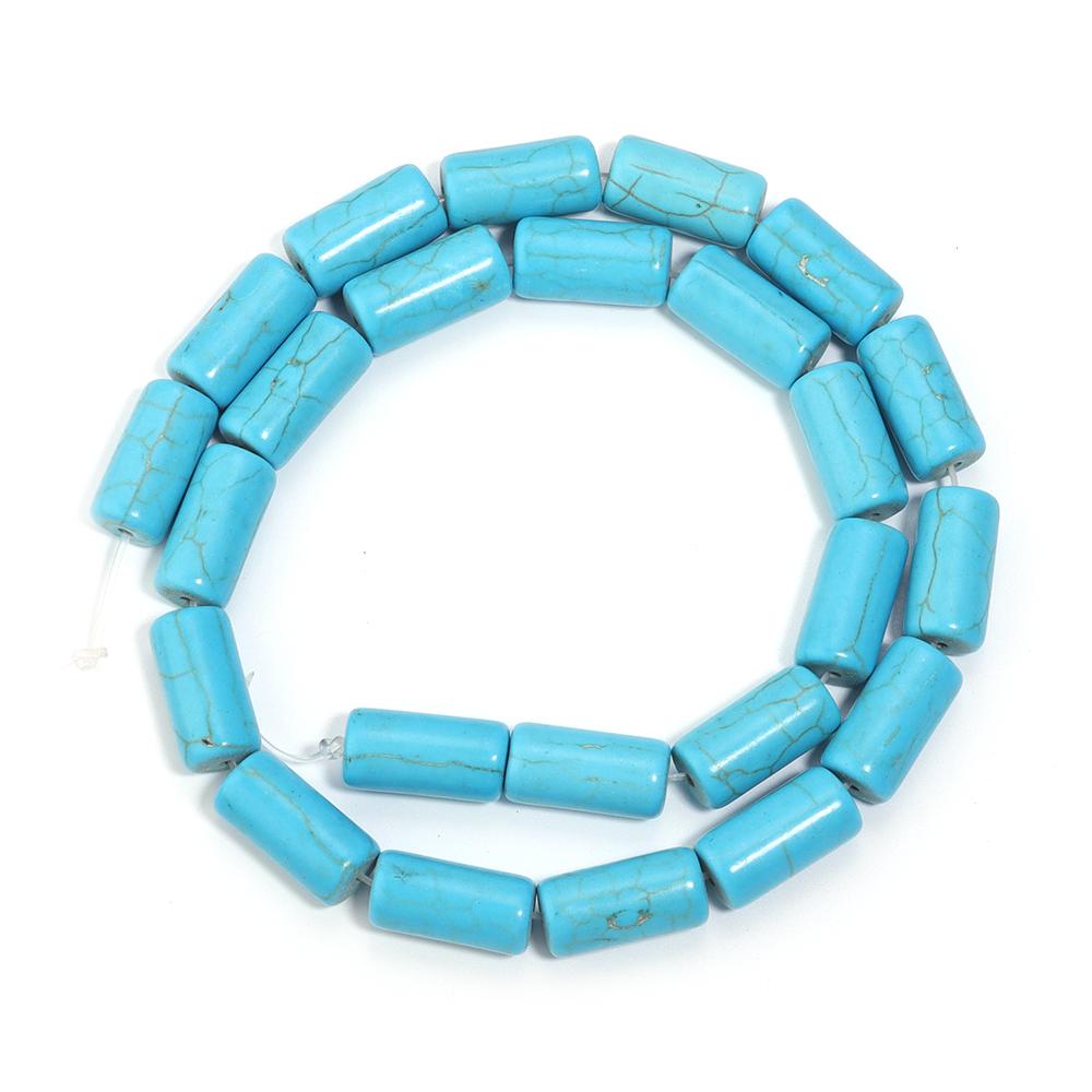 Natural Turquoise Stone Beads Blue White Cylinder Tube Shape Loose Spacer Beads For DIY Charm Bracelet Necklace Jewelry Making
