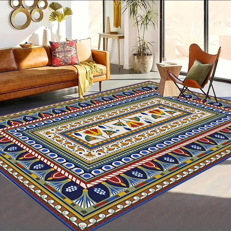 

Boho Ethnic Blue Red Geometric Carpet Mat Rug Home Decor Long Hallway Kitchen Traditional Moroccan Diamond Pattern Bedroom 40x60cm