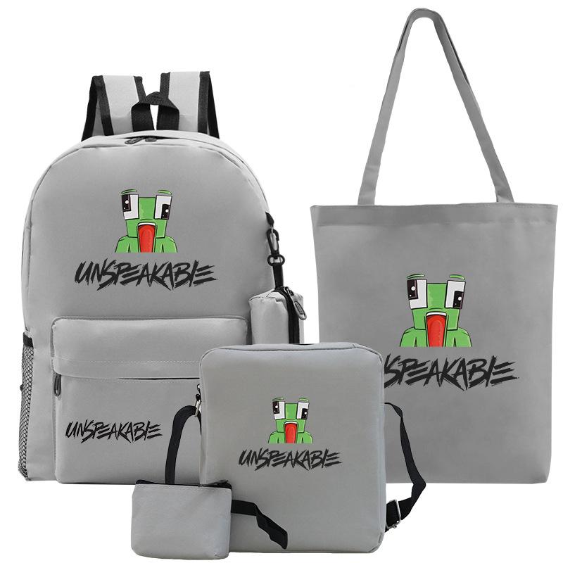 Casual Backpack Five-piece Backpack + Tote Bag + Shoulder Bag + Pencil Bag + Small Money Bag 3
