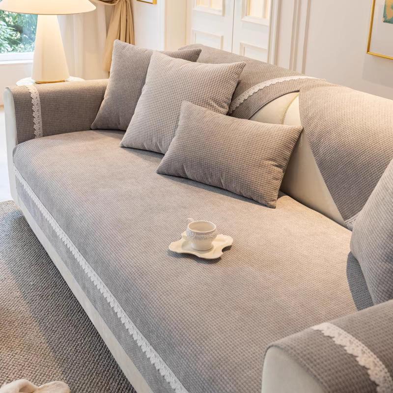 

French Style Small Lace Sofa Cushion Cream Wind Four-Season Universal Seat Cushion Simple Non-Slip Sofa Cover 70*70cm