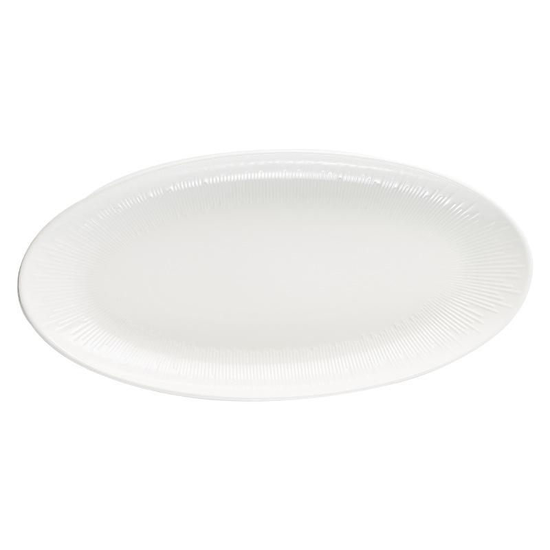 Pure White Household Steamed Fish Plate, Ceramic Oval Seafood Plate, Large Fish Plate, Premium Dish Plate, Hotel Tableware