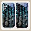 Blue Gradient Grid For Samsung Galaxy A01 02 03 Core A04 A14 4G A13 54 34 31 20 25 23 22 5G S21 Ultra S20 Glass Phone Case