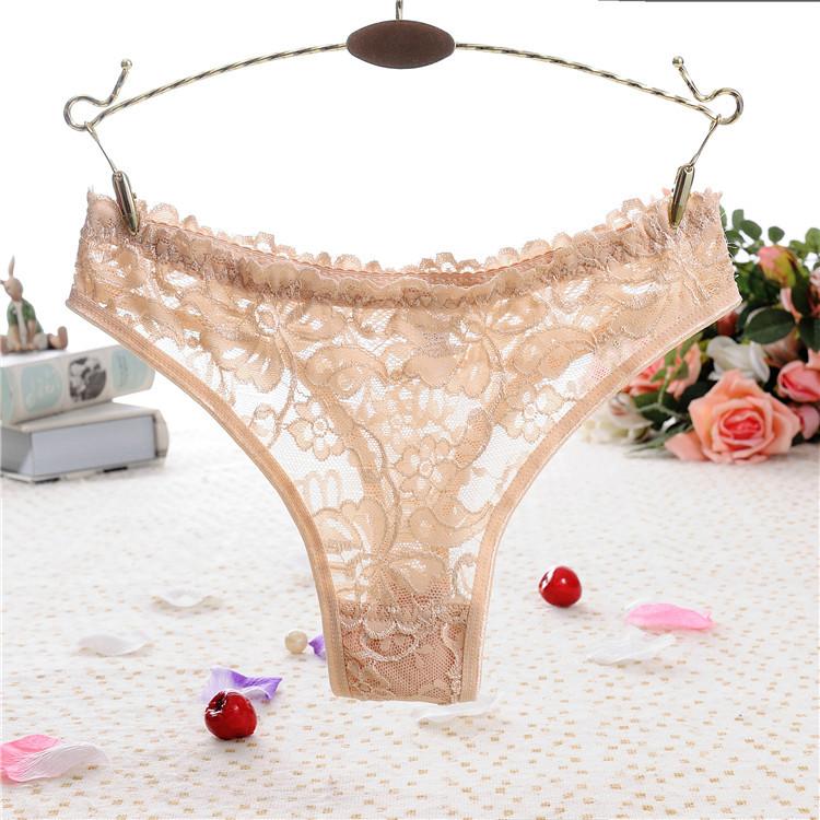 

Ladies Spring and Summer Sexy Lovely Temptation Taste Lace Small Broken Flowers Fresh Underwear One size абрикосовий