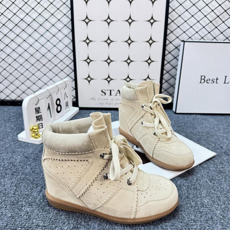 Womens Winter High Top Leather Sneakers Inner Height Increasing Casual Fashion Ankle Boots