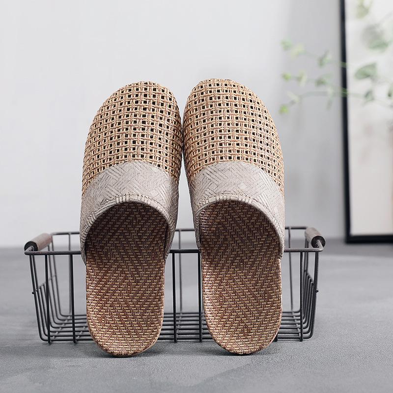 Letnie męskie/damskie płaskie kapcie Casual Slides Floral Bow Linen Women Sandały Buty halowe