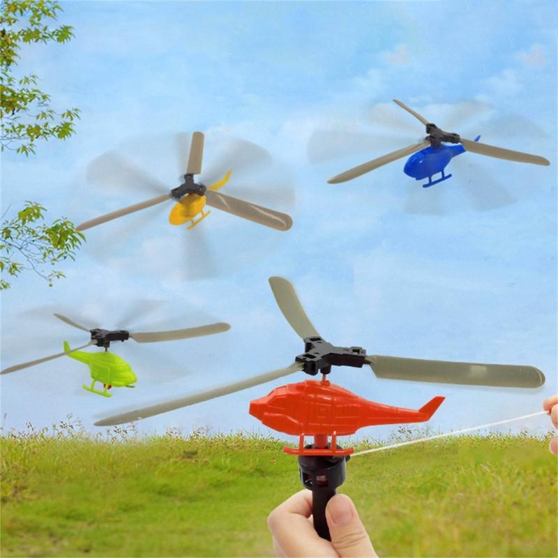 6pcs/set Pull String Helicopter Toy Random Color Recommended for Children 3 and Up Wonderful for Outdoor Fun Gatherings