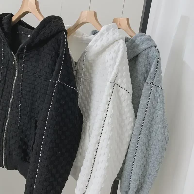 Conjunto Deportivo con Capucha Holgado de Primavera y Otoño - Antiedad, Estilo Casual, Manga Larga, Talla Grande