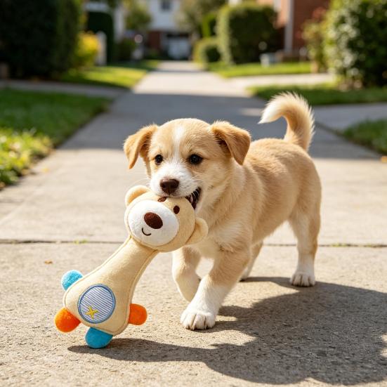 Pet Toy Sound Design Interactive Puppy Chew Toy with Built-in Rattle Cartoon Dog Monkey Design Teeth Oral Health Safe Chew