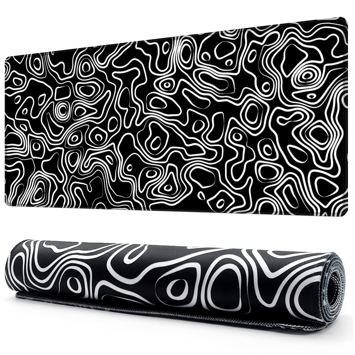 

Benvo Мышь Экстра Игровая Мышь x дюймов x 40 Клавиатура Резиновая Мышь Моющаяся Удобная Контур Топографической Карты Черный Белый Коврик, Большой, Водонепроницаемый,