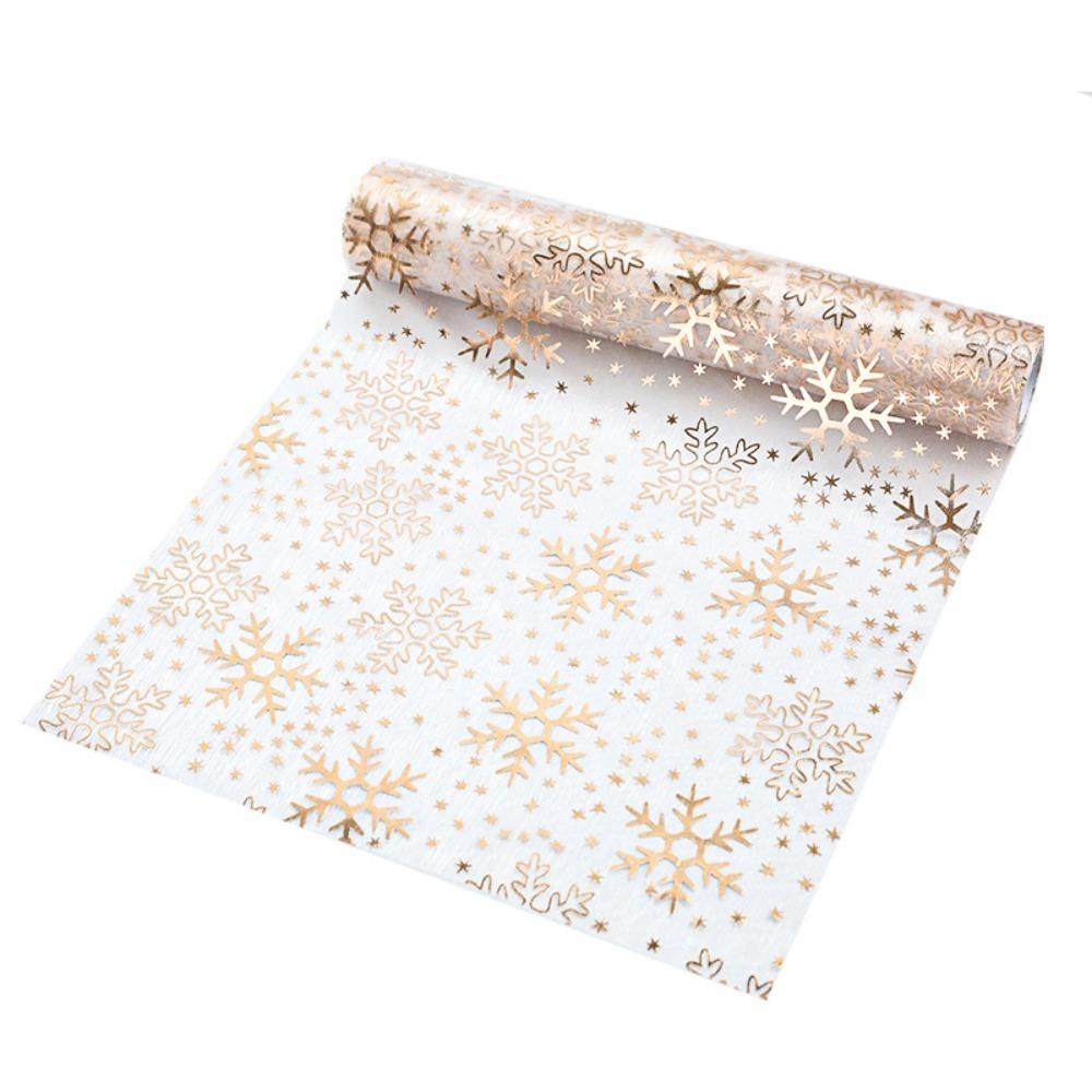Household Snowflake Pattern Christmas Foil Table Runner Glitter Organza Tablecloth Translucent Rustic Tables Cover Banquet