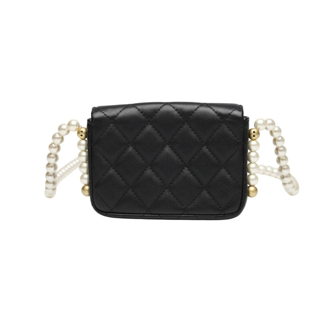 Chanel Mini Matrasse Shoulder Bag Lambskin Black Women Used