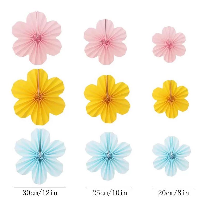 9 szt./zestaw Papierowe Kwiaty Dekoracje na Ścianę Papierowe Wentylatory Dekoracja Klasy Papierowa Florystyczna Tło Dekoracja Papierowe Wentylatory Dekoracja