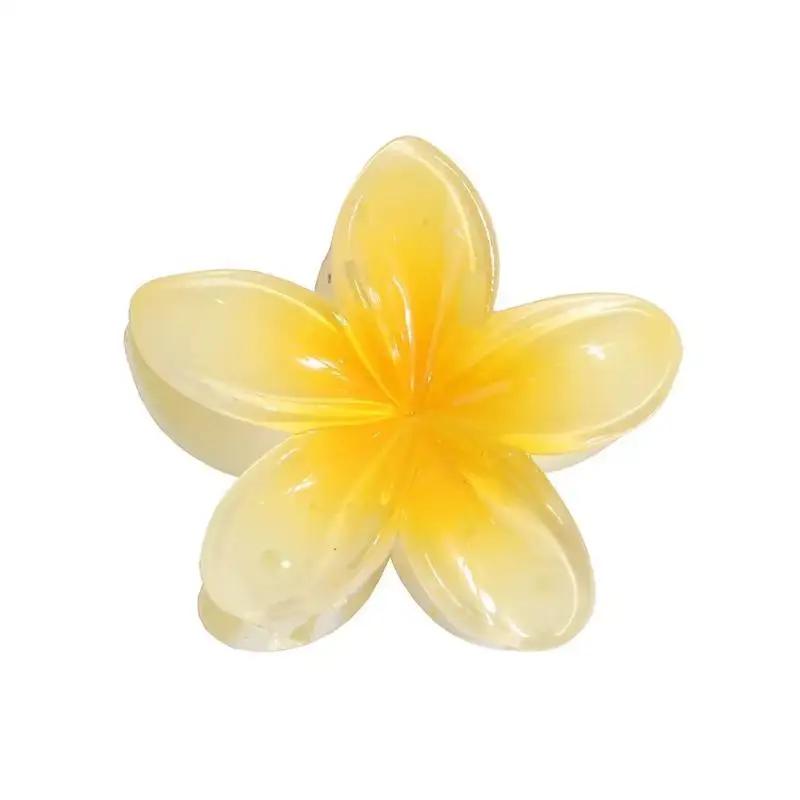 Elegant Gradient Plumeria Acrylic Hair Claw for Women Fashion Flower Hairpins Back Headwear Hair Accessories Jewelry Gifts