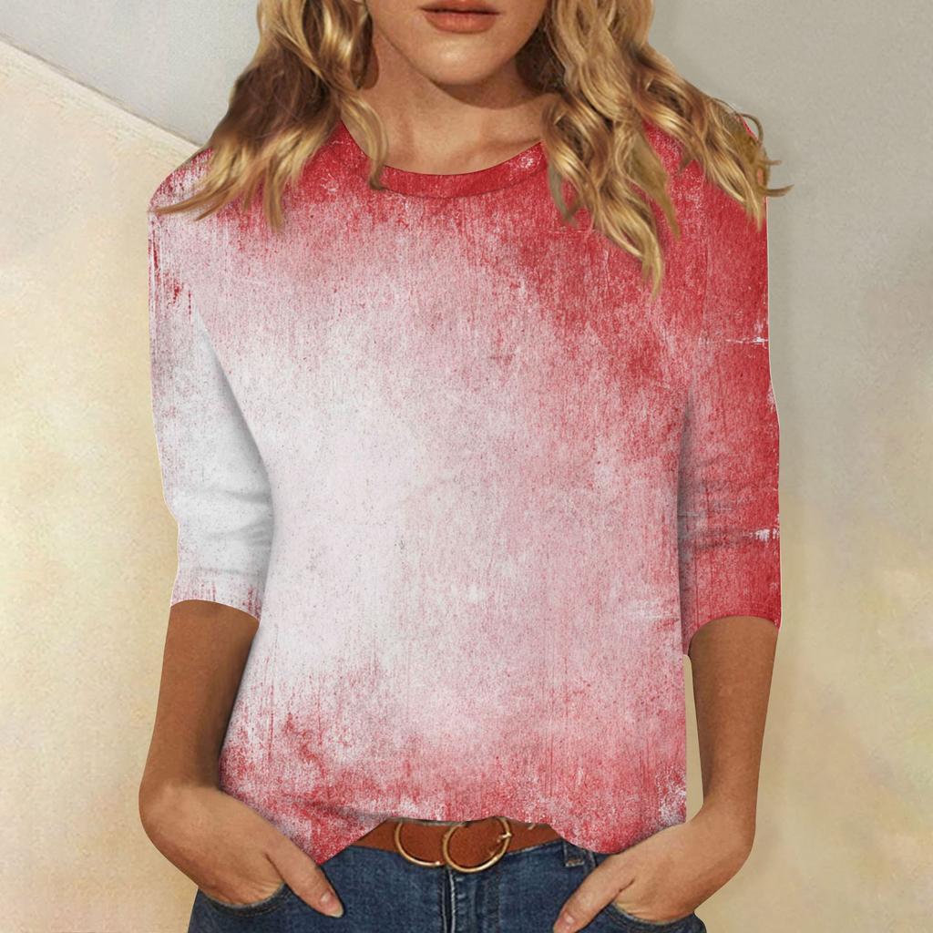 Women's Fashion Casual Three-quarter Sleeve Halloween Printed Round Neck Top