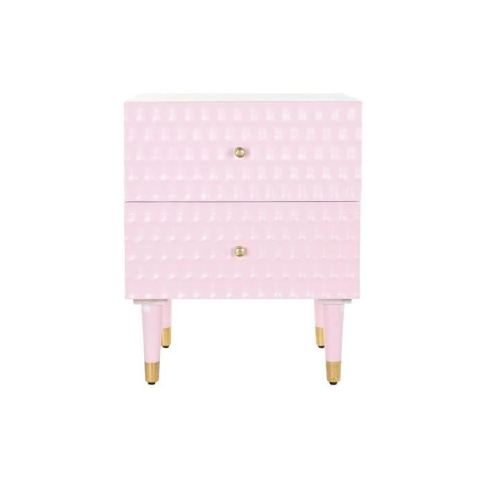 Table De Chevet - Métal - Bois De Manguier - Blanc