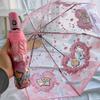 Transparent Umbrella for Children and Adults, Trendy, Automatic Folding, Pink Heart-Shaped, Cute Cartoon Design, Thickened, for Girls