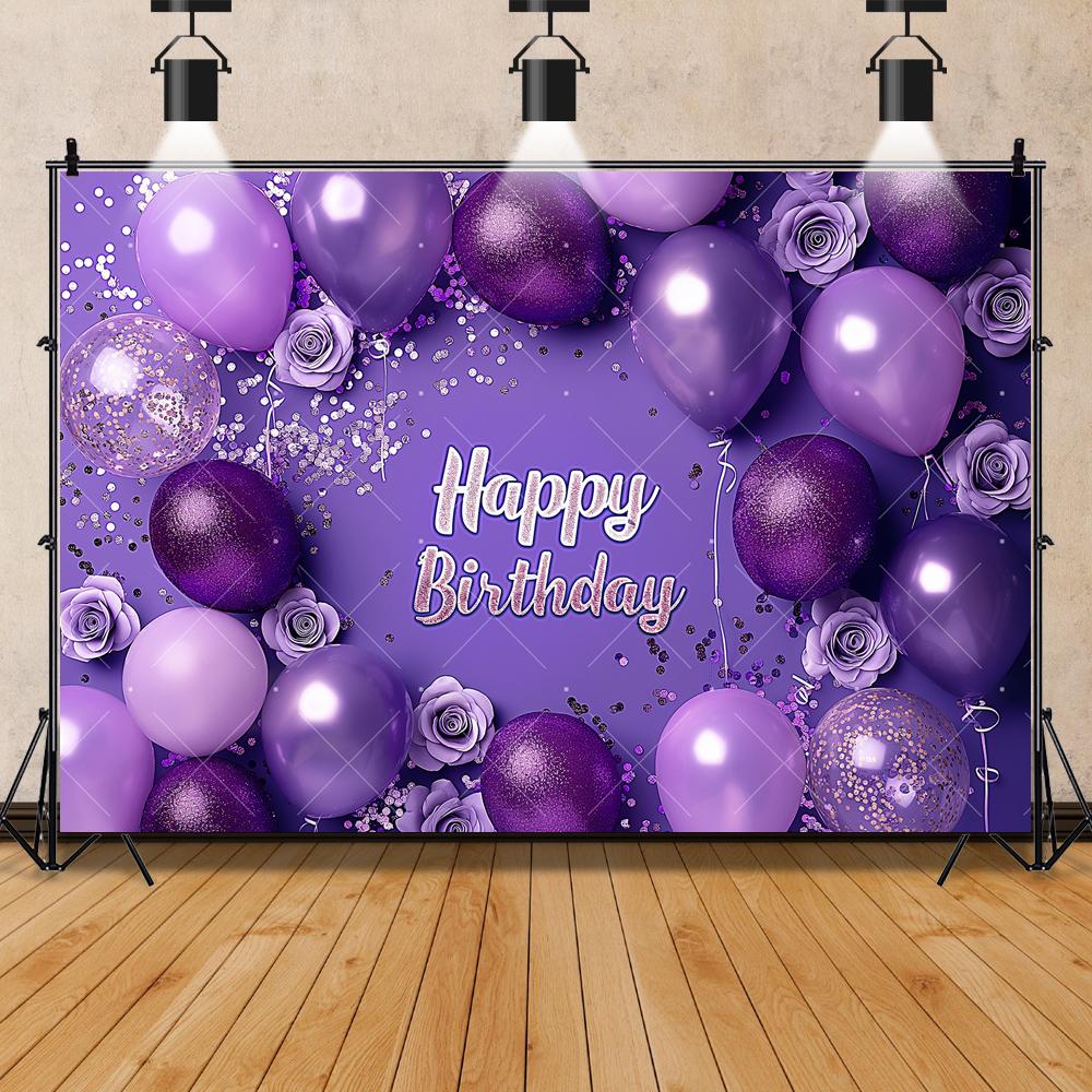 Purple Balloon Butterfly Backdrop Birthday Girls Princess Flower Newborn Babys Shower Party Photography Background Studio Custom