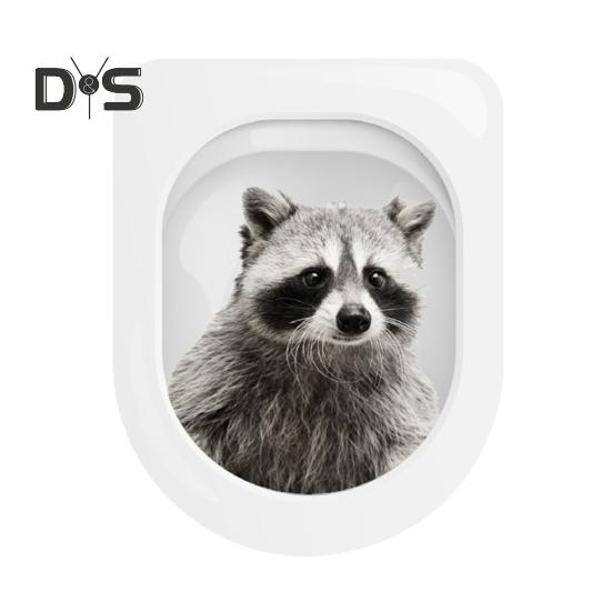 

Наклейка на туалет с енотом и белкой, съемная самоклеящаяся водостойкая ПВХ гостиная, настенное искусство, украшение для крышки унитаза в ванной комнате, наклейка Raccoon