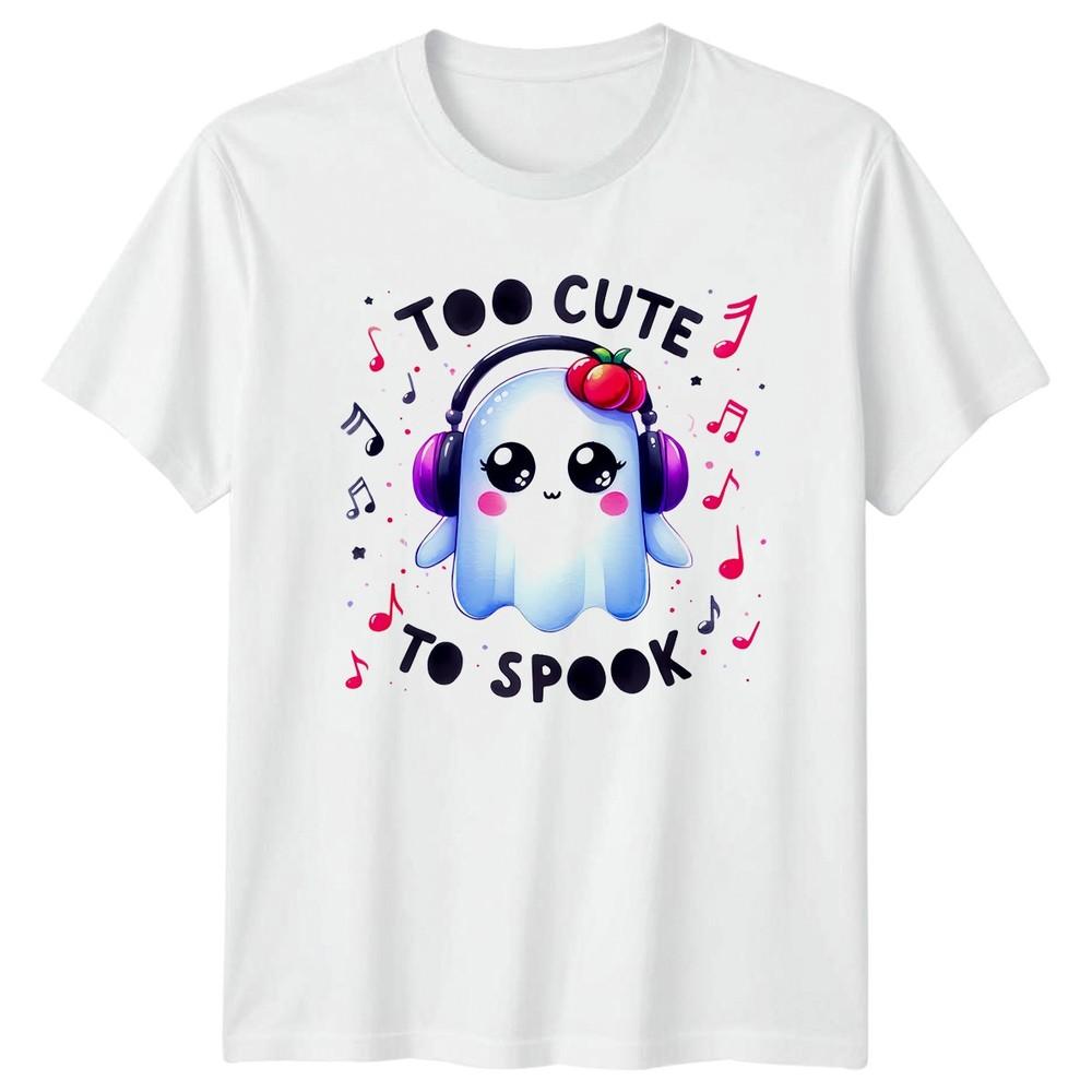 Too Cute To Spook Halloween Ghost Headphones Unisexs TShirt Unisexs Graphic Tee S