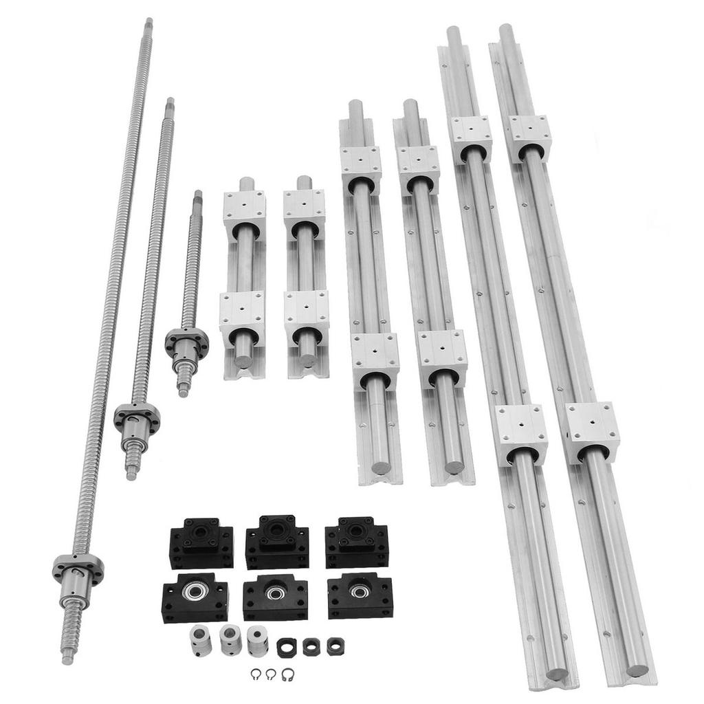SBR20 Linear Rail Set+3 Ballscrew RM1605-350/650/1050mm CNC Set Support Liner Rail+BK/BF12 with BK/BF 12 CNC Kit