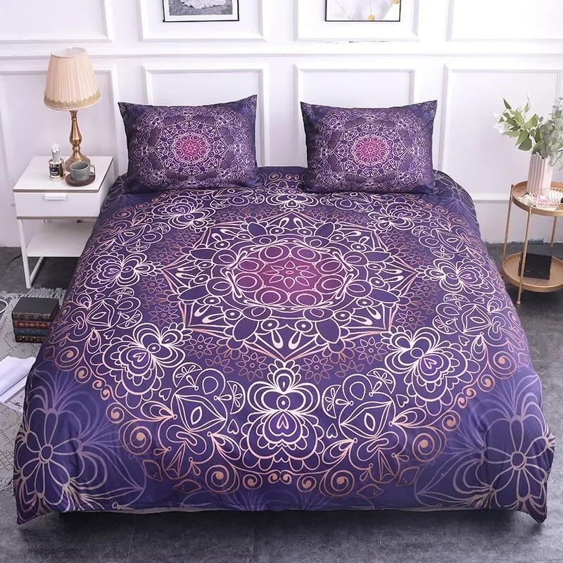 

Комплект постельного белья Mandala размера King Flower Blue Purple Pink Комплект постельного белья Bohemian Mandala Style Soft Polyester Steady Cover 70x133cm 2pcs