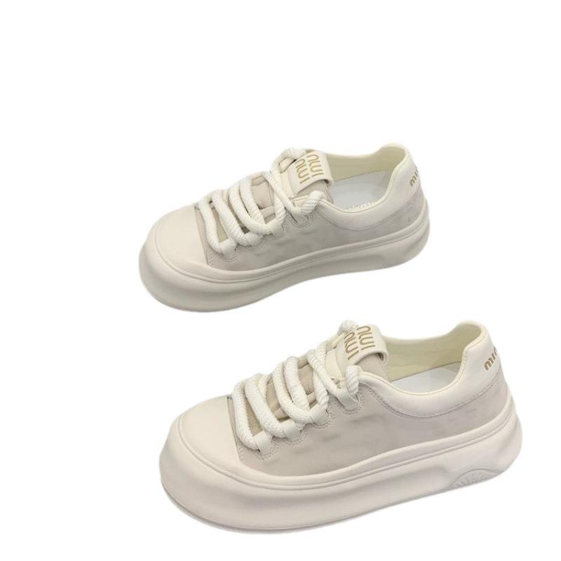 High-value Thick-soled White Shoes for Women's 2025 Autumn New Versatile Popular Big-head Sports Heightening Casual Shoes