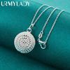 URMYLADY 925 Sterling Silver Hollow Round 40-75cm Pendant Necklace For Women Fashion Jewelry