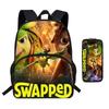 Kinder Cartoon Rucksack Federmäppchen Set Schule Leicht Wirbelsäulenfreundlich Atmungsaktiv Oxford Stoff Mit Lustigem Druckdesign
