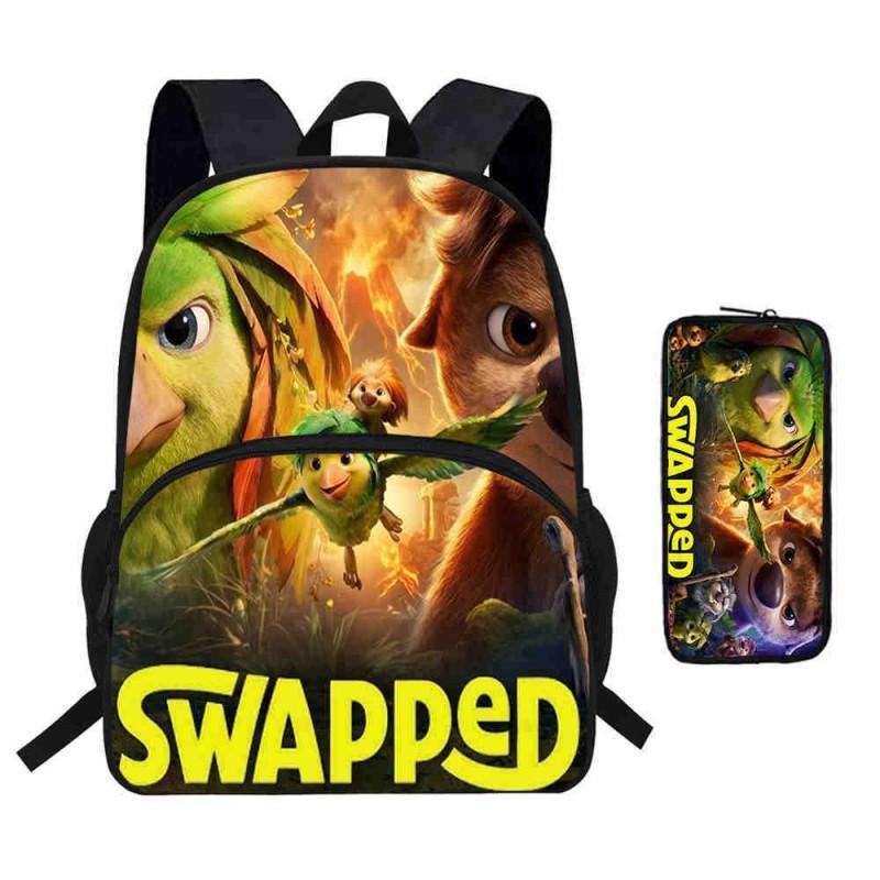 Kinder Cartoon Rucksack Federmäppchen Set Schule Leicht Wirbelsäulenfreundlich Atmungsaktiv Oxford Stoff Mit Lustigem Druckdesign
