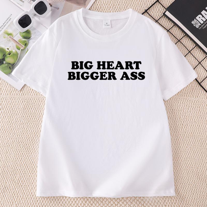 Funny Big Heart Tee Y2K Adult Short Sleeve T Shirt Unisex Causal Loose Cotton Comfortable Tshirts 90s Tshirt Streetwear Clothes