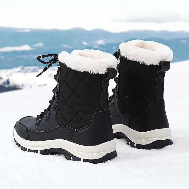 TUINANLE Cizme de zăpadă de iarnă pentru femei până la mijlocul gambei, antiderapante și călduroase, pantofi de bumbac, cu talpă groasă, cizme de bumbac îngroșate și căptușite