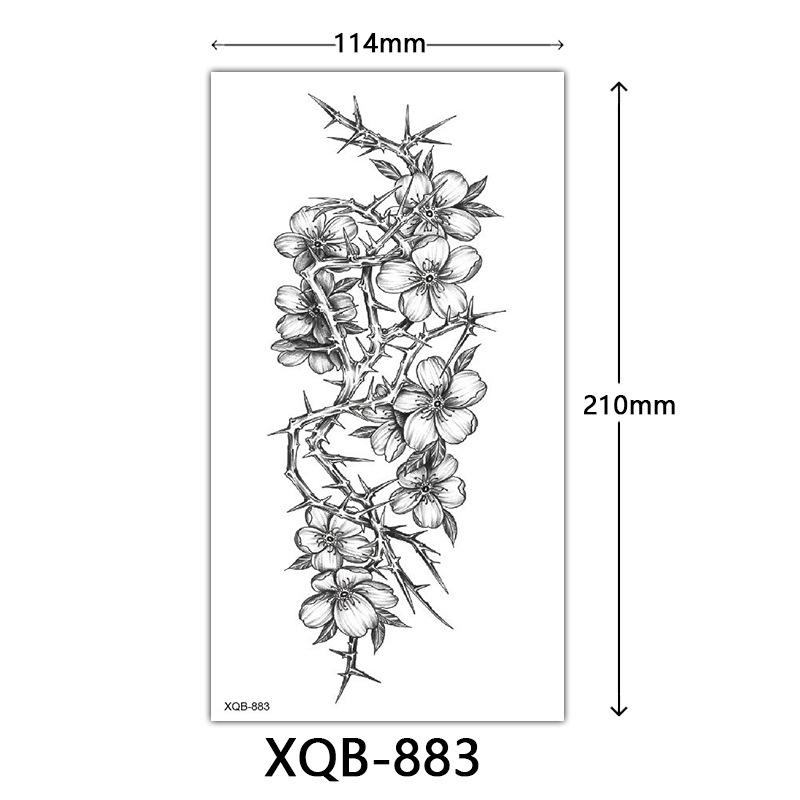 Small Full Arm Tattoo Sticker, Flower Letters, Plain Flower Tattoo Sticker Tattoo