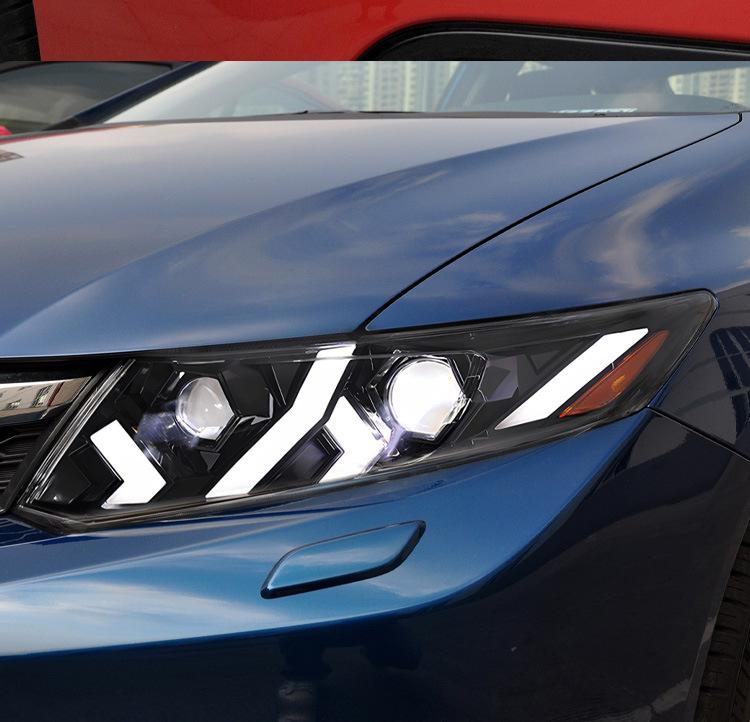 12-15 Gen 9 Civic Headlight Assembly with Lamborghini Style LED DRLs & Flowing Turn Signals