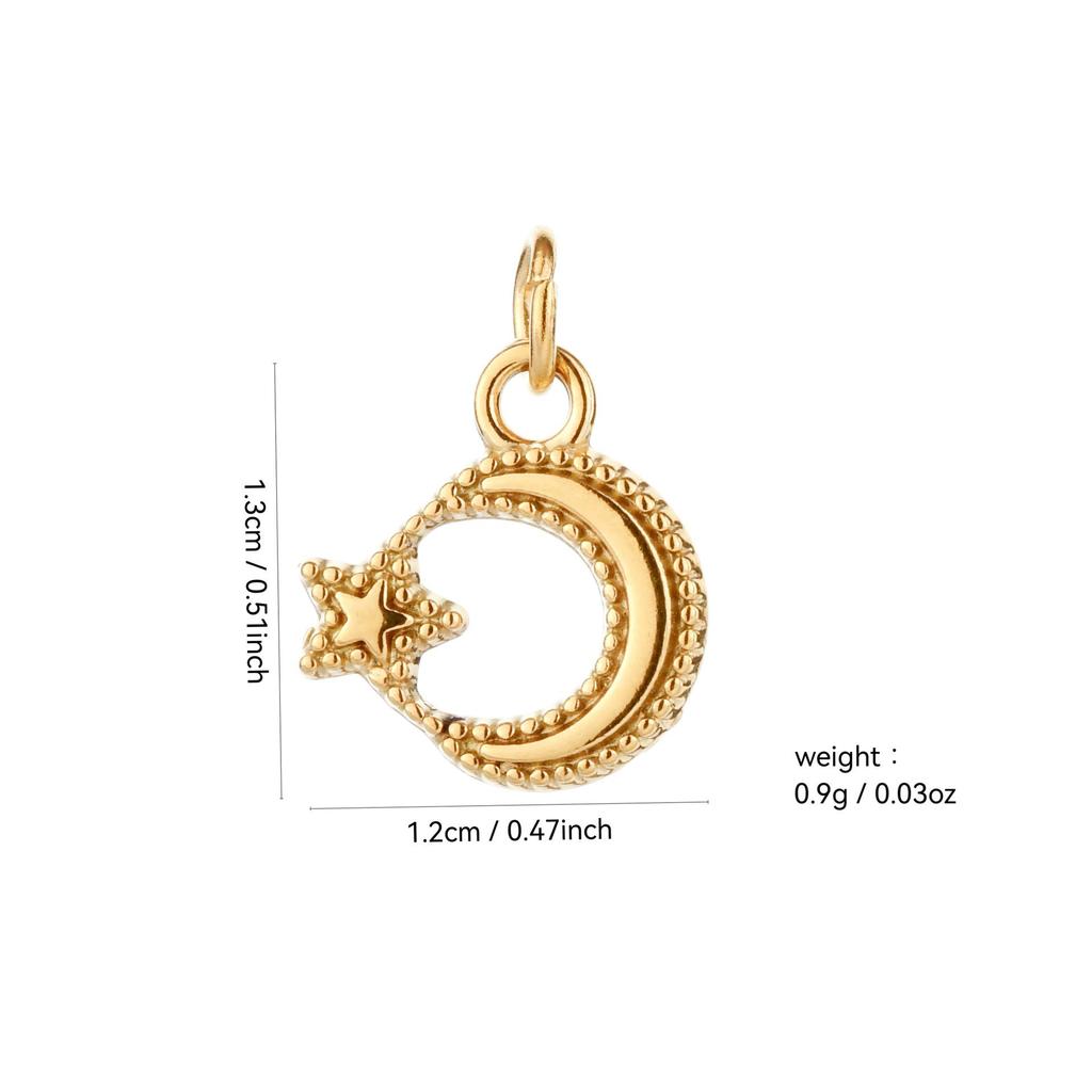 Stainless Steel Star and Moon Pendant for DIY Bracelet or Necklace - Versatile Fashion Jewelry Charm