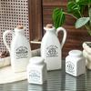 4pcs Ceramic Dispenser Set Including Oil Bottle Vinegar Bottle Salts Pepper Shaker Practical for Home Cooking