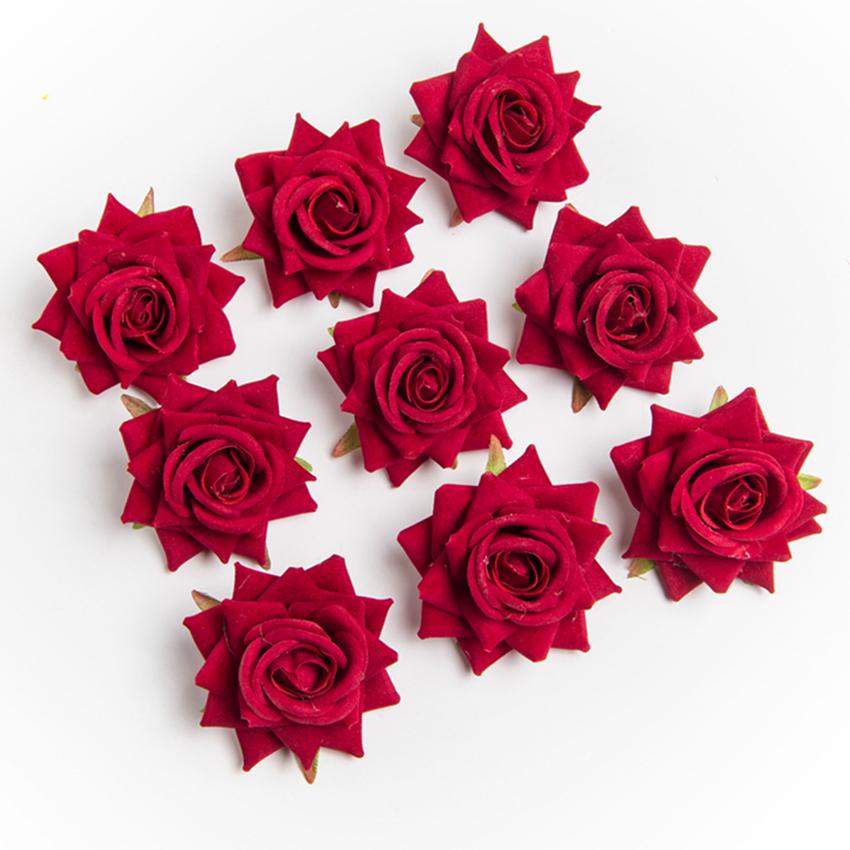 50/100Pcs Artificial Flower Wedding Decor Christmas Wreath Silk Rose Diy Home Vase Outdoor Garden Wall Diy Gift Candy Scrapbook