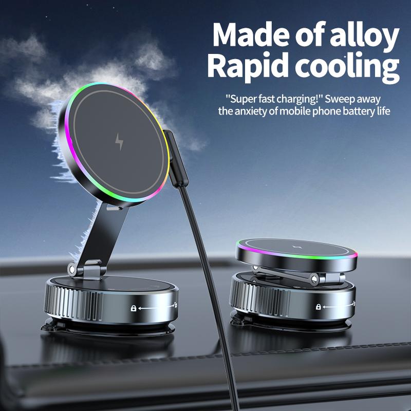 New Vacuum Magnetic Car Phone Holder Wireless Rechargeable Live Streaming Cooling Phone Holder Suction Cup Car Phone Holder