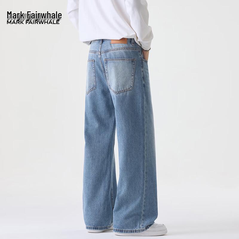 Mark Fairwhale Men's Vintage Light Blue Loose Straight Jeans